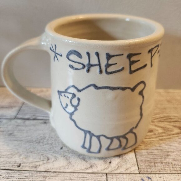 Handcrafted Ceramic Sheep Mug 10 oz Coffee Cup Sheep Design Unique - Picture 3 of 7